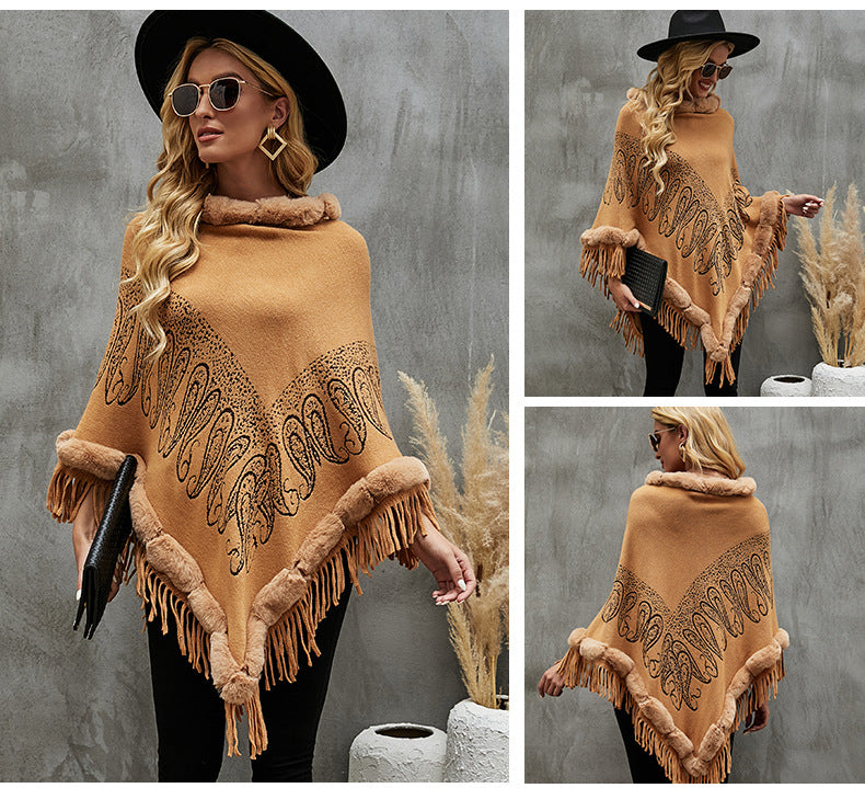 Collar Pullover Tassel Cape S0214