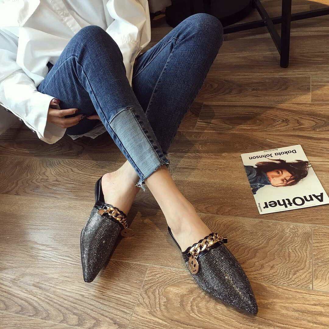 Rhinestone Chain Sandals Slippers SH0029
