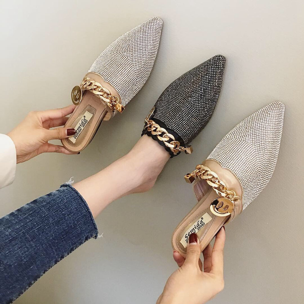 Rhinestone Chain Sandals Slippers SH0029