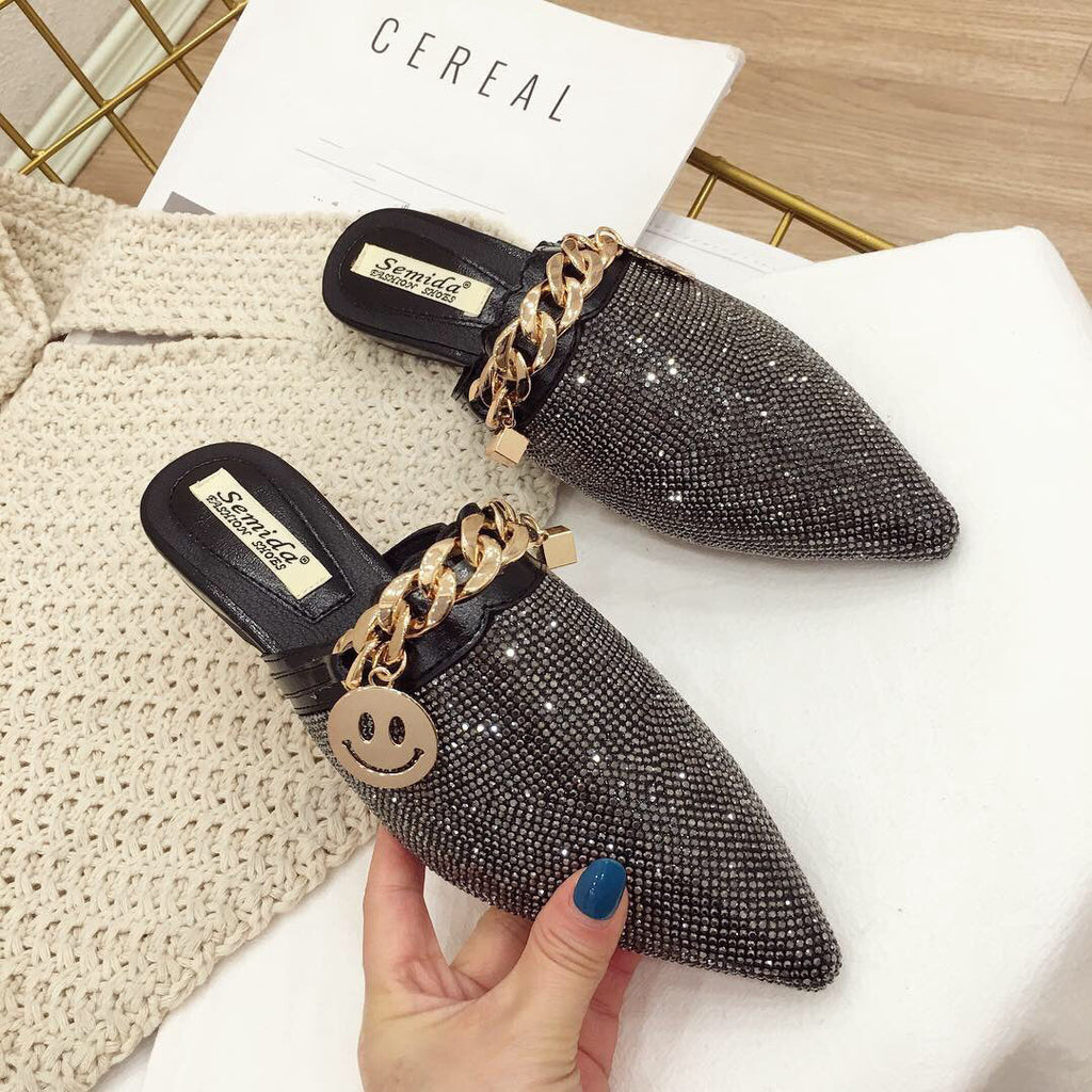 Rhinestone Chain Sandals Slippers SH0029