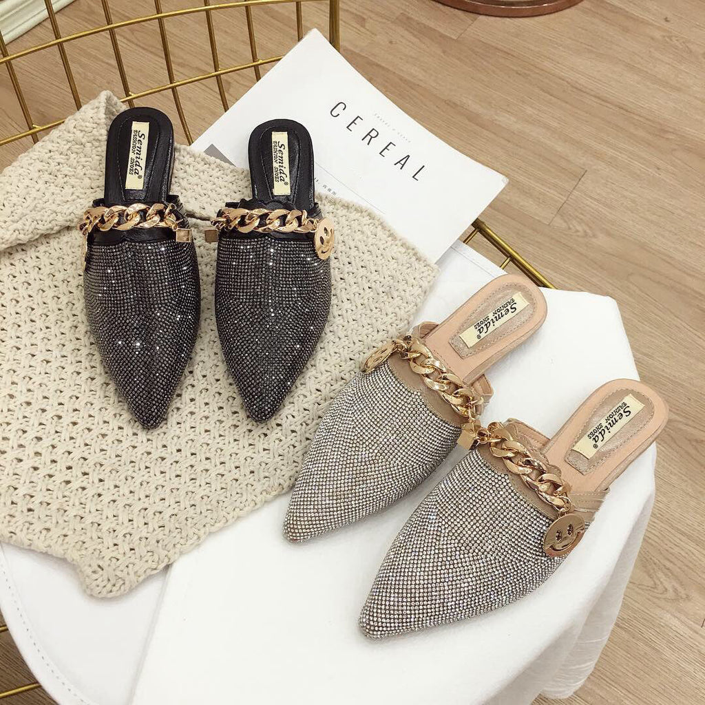 Rhinestone Chain Sandals Slippers SH0029