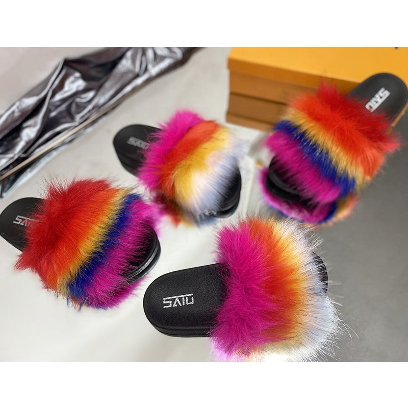 Rainbow Furry Sandal SH0046