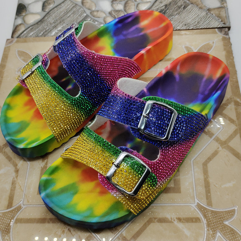 Double Buckle Rhinestone Sandal SH0047