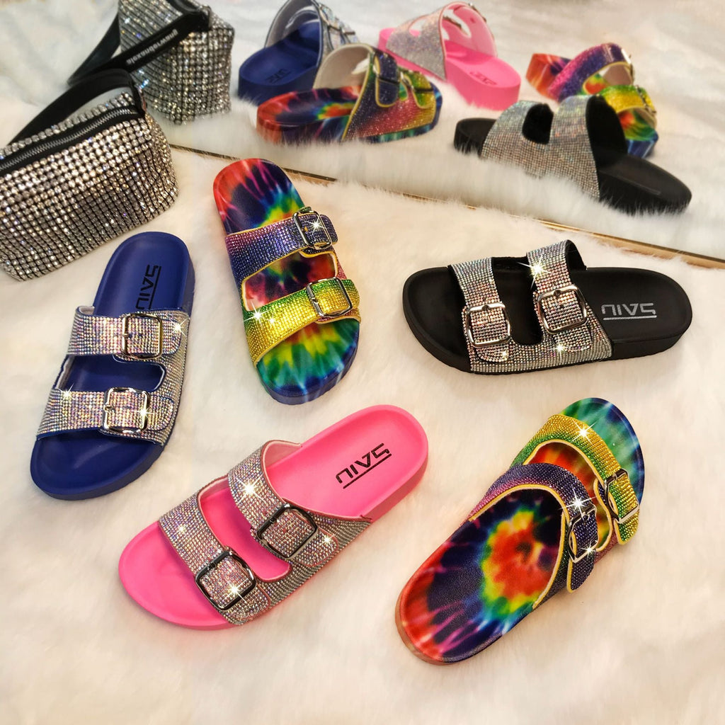 Double Buckle Rhinestone Sandal SH0047