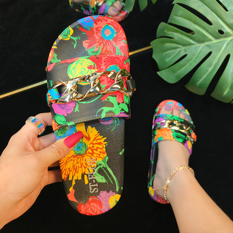 Floral Printed Sandal SH0056-BK