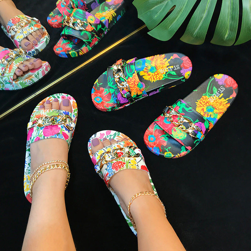 Floral Printed Sandal SH0056-WH