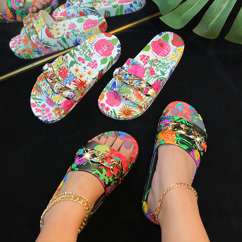 Floral Printed Sandal SH0056-BK