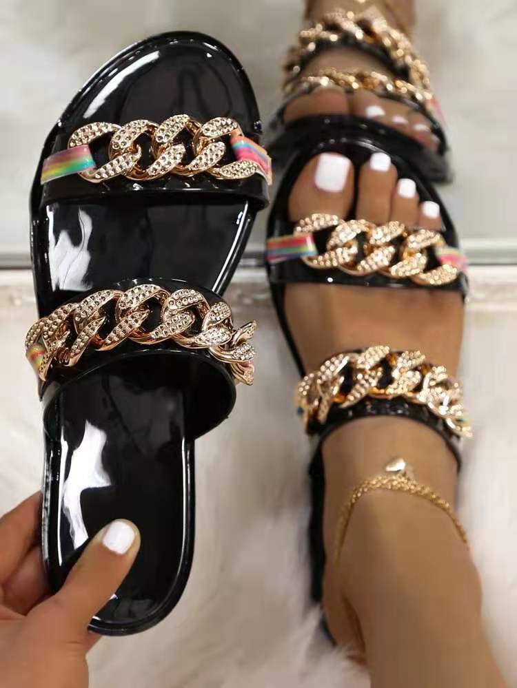 Rhinestone Chain Slippers SH0061