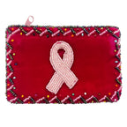 Pink Ribbon Rectangle Velvet Coin Purse V0701