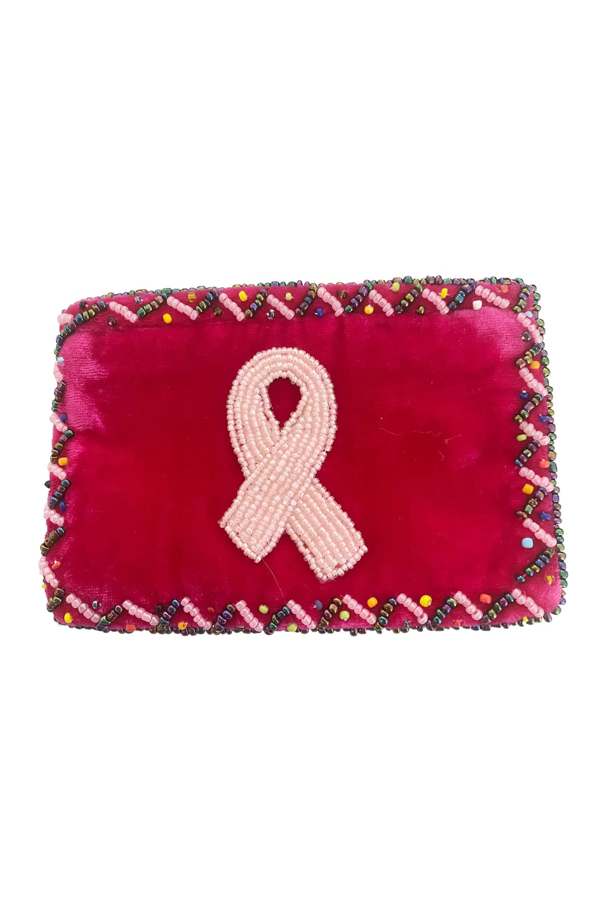 Pink Ribbon Rectangle Velvet Coin Purse V0701