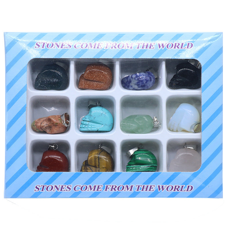 Natural Stone Skull Pendant Display Set W1447 – view 2