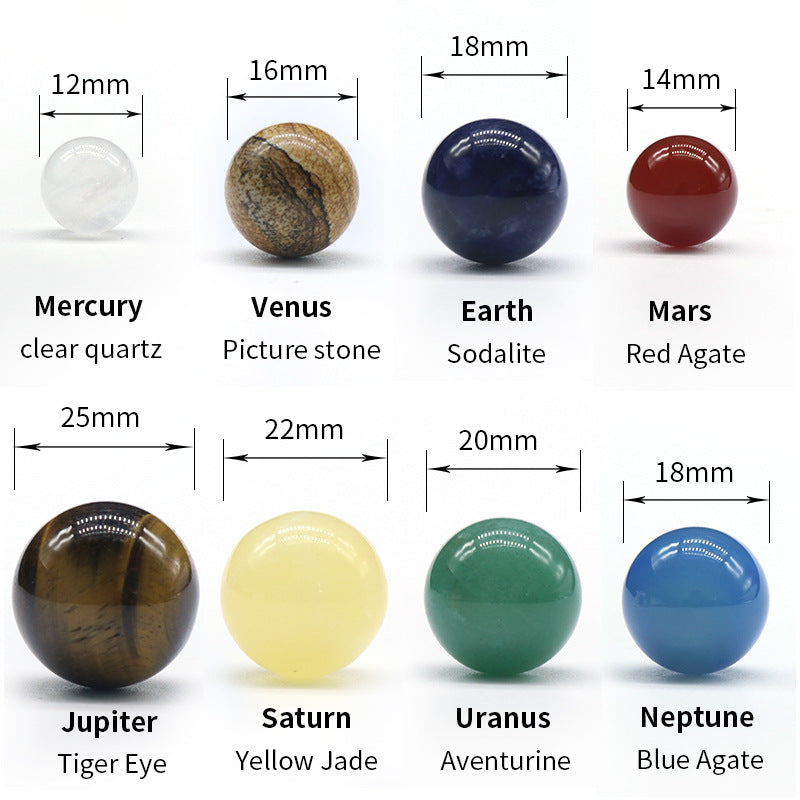 Eight Planets Natural Stone Ball Display Set W1451 – view 2
