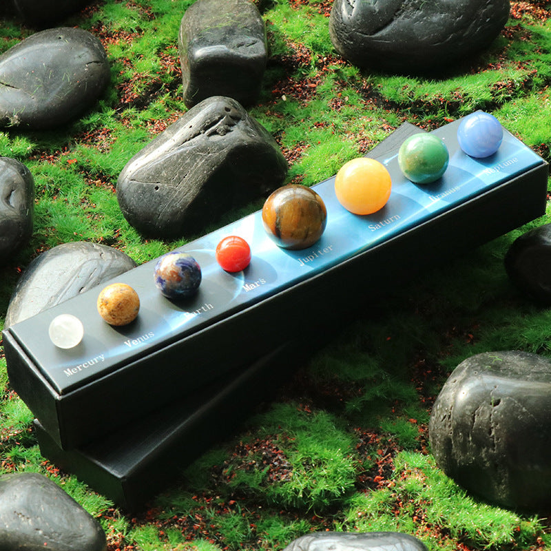 Eight Planets Natural Stone Ball Display Set W1451