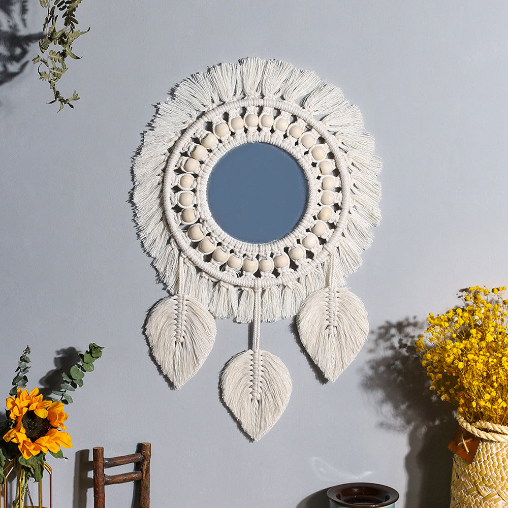 White Bohemian Woven Leaf Tapestry W1454 – view 5