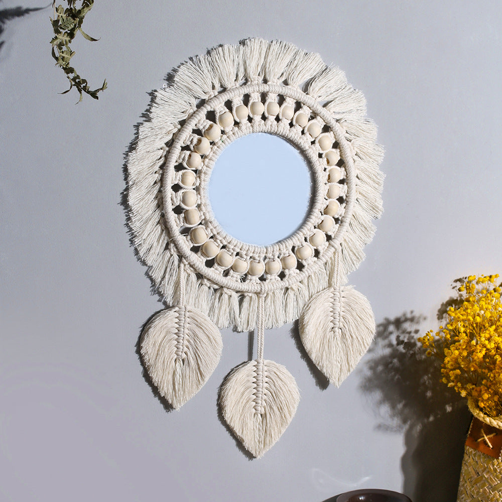 White Bohemian Woven Leaf Tapestry W1454 – view 3