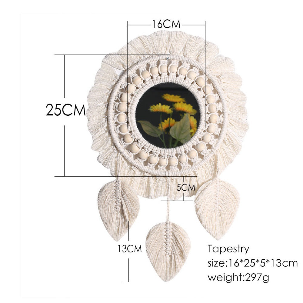 White Bohemian Woven Leaf Tapestry W1454 – view 2
