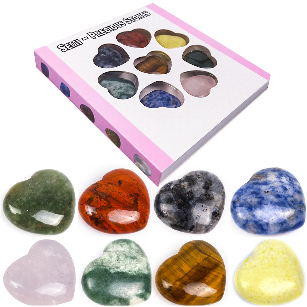 Natural Stone Heart Display Set W1457