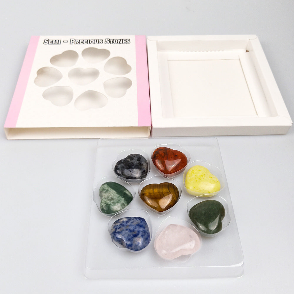 Natural Stone Heart Display Set W1457