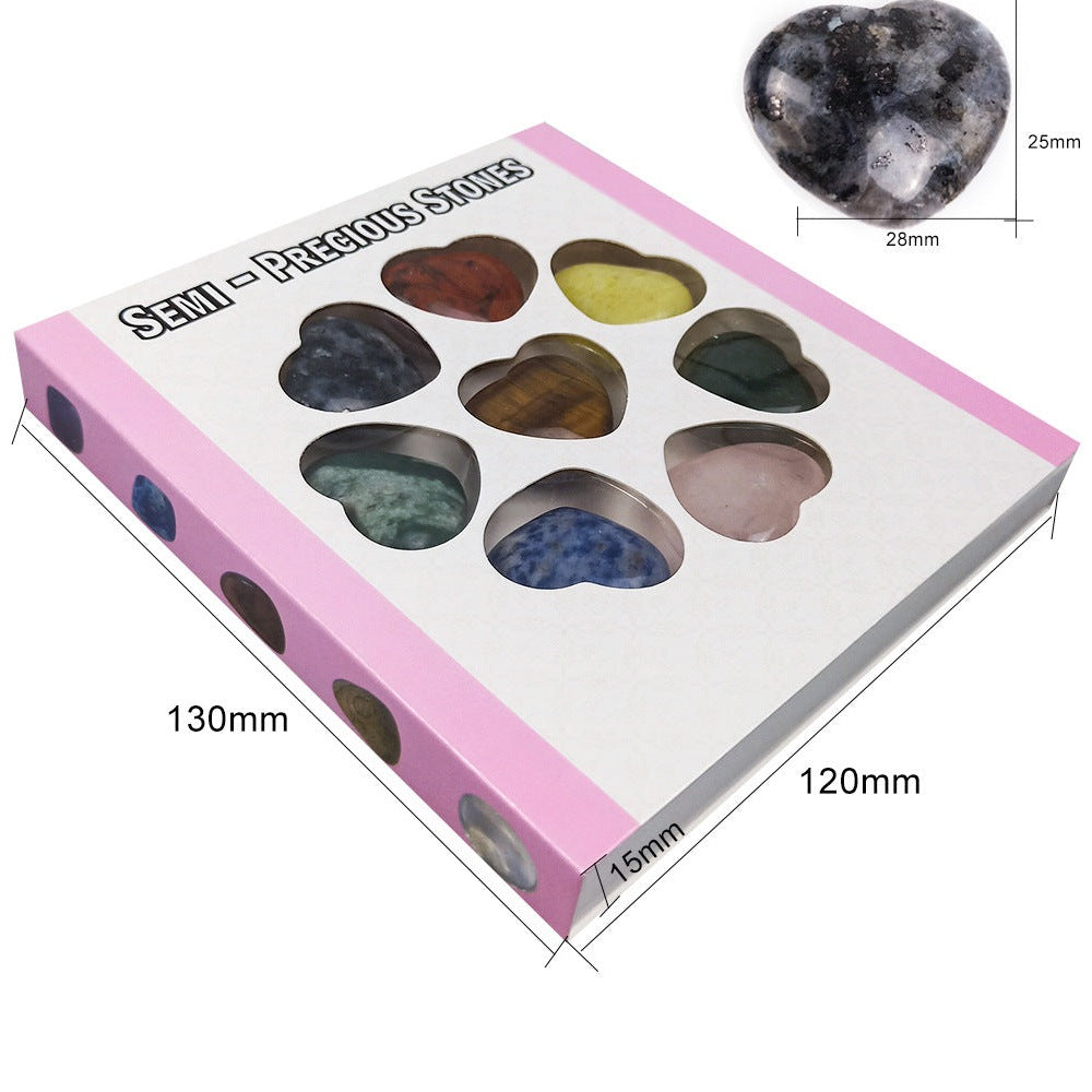 Natural Stone Heart Display Set W1457