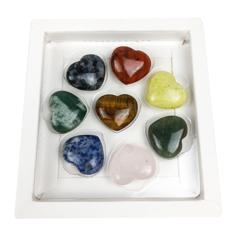 Natural Stone Heart Display Set W1457
