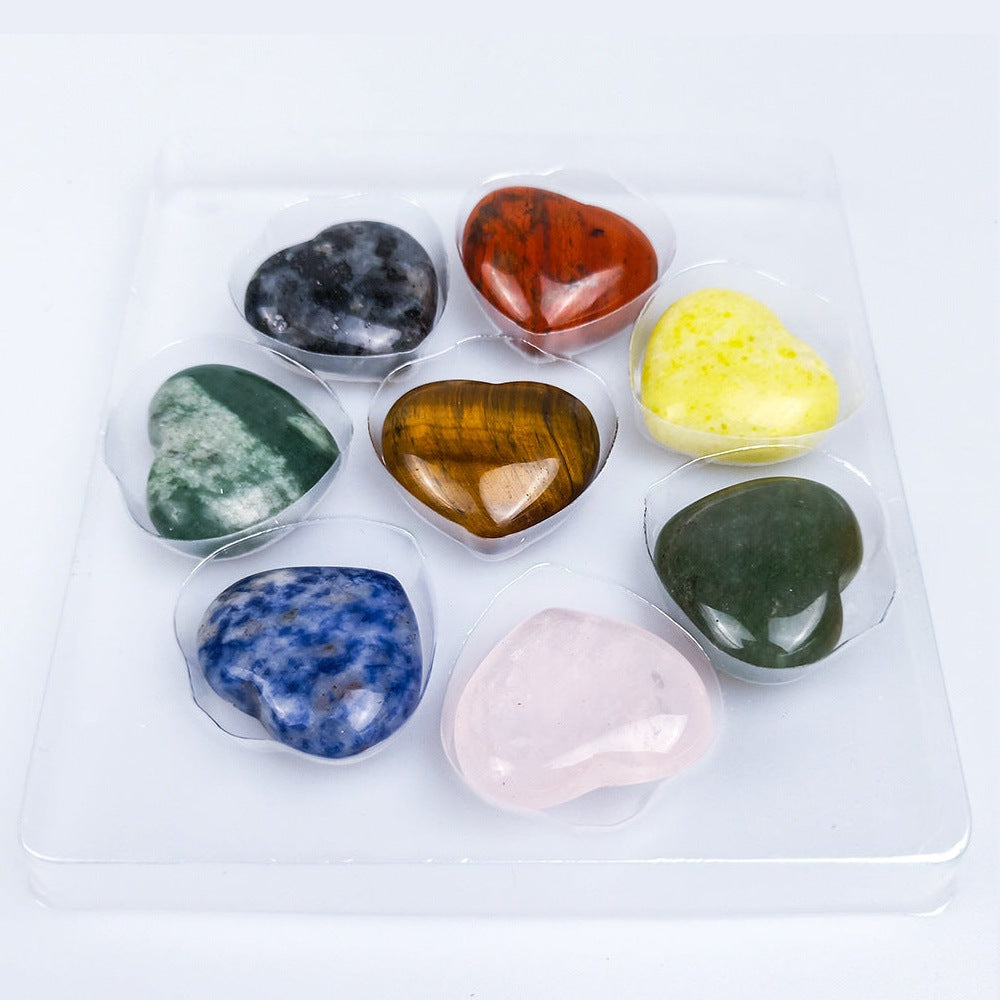 Natural Stone Heart Display Set W1457