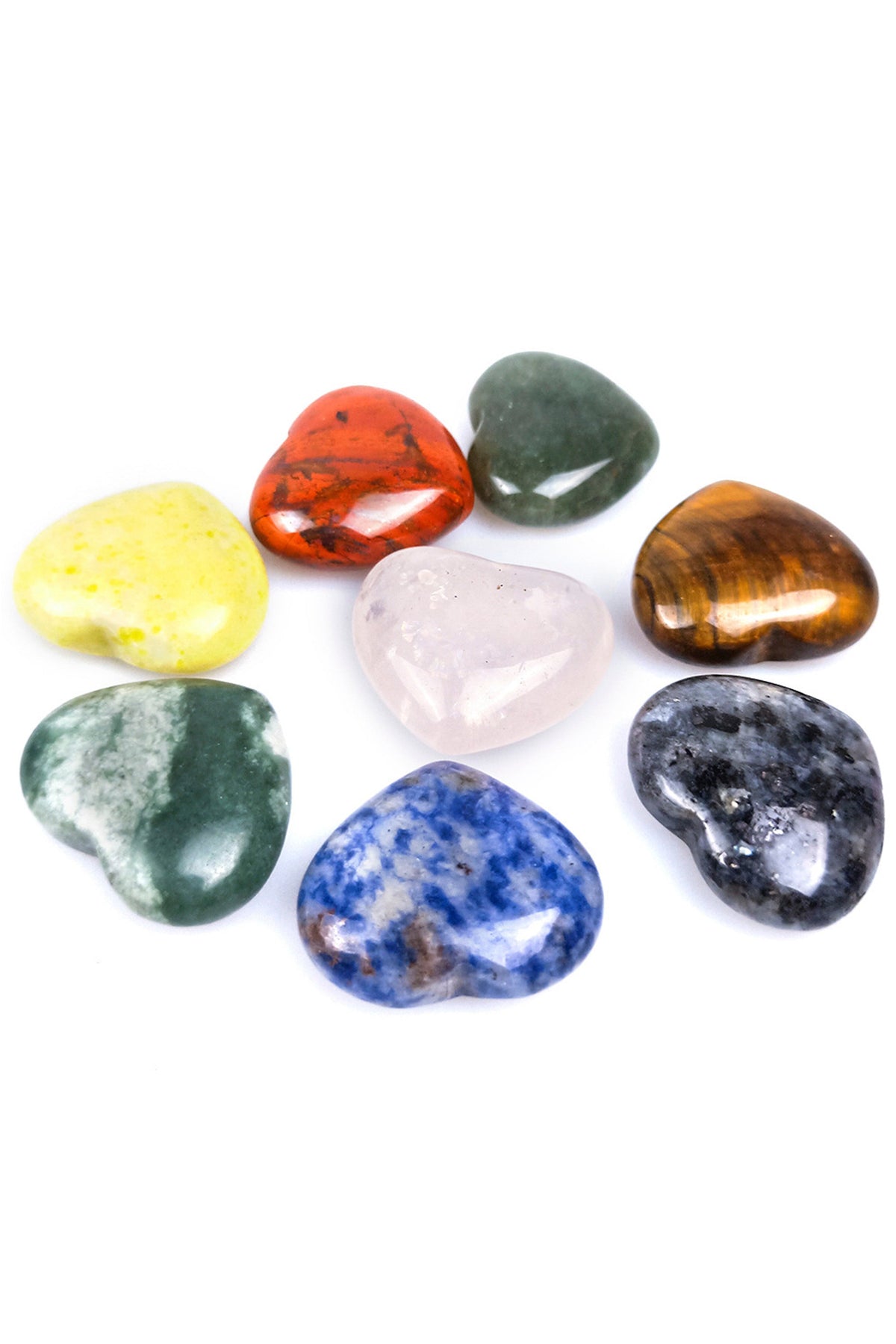 Natural Stone Heart Display Set W1457