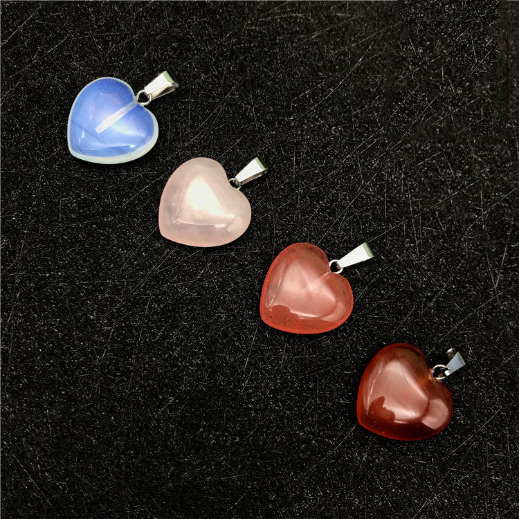 Natural Stone Heart Pendant Set W1552