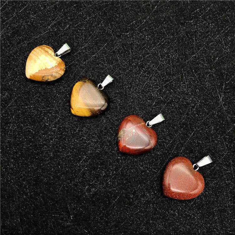 Natural Stone Heart Pendant Set W1552