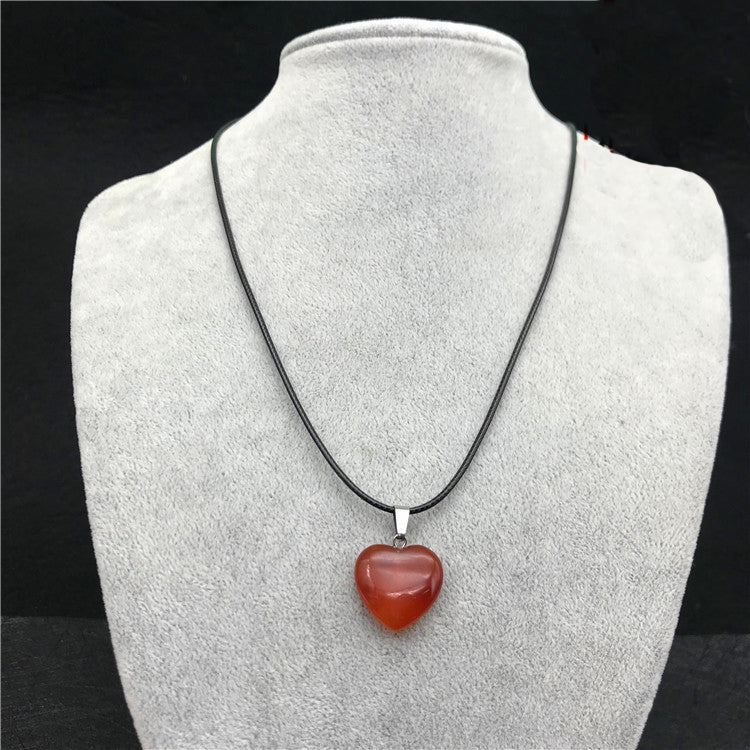 Natural Stone Heart Pendant Set W1552
