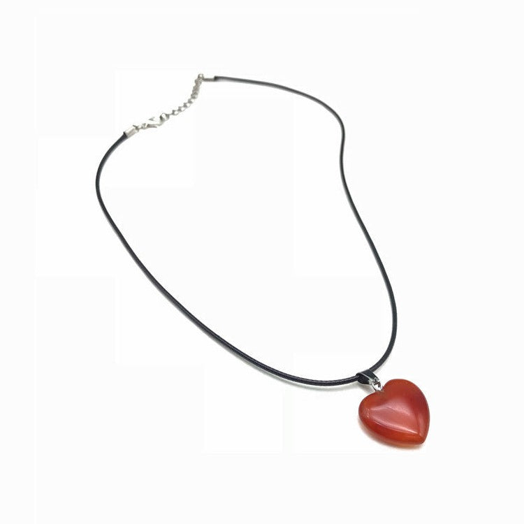 Natural Stone Heart Pendant Set W1552