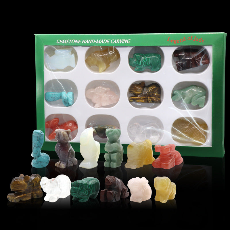 Natural Stone Zodiac Signs Ornament Set W1553
