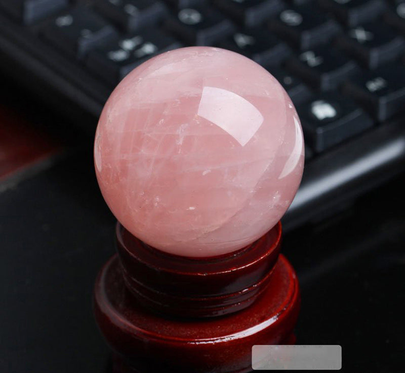 12 CM Rose Quartz Stone Ball Ornament W1698