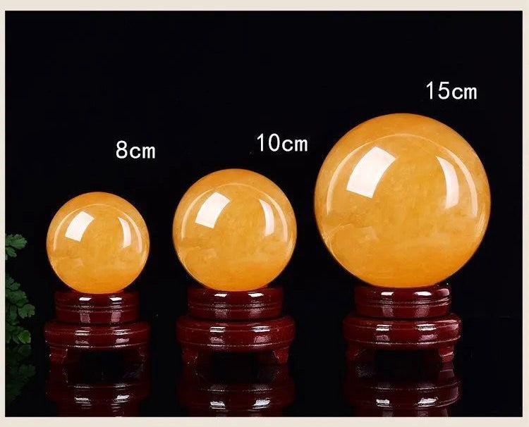 12 CM Yellow Quartz Stone Ball Ornament W1702