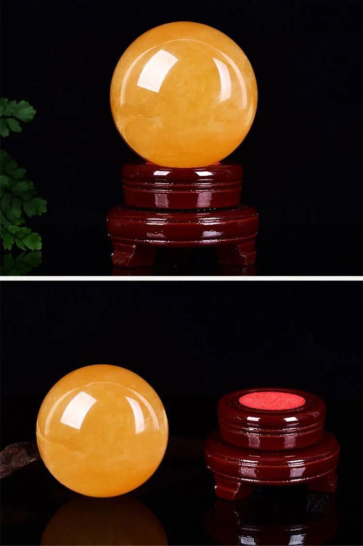 12 CM Yellow Quartz Stone Ball Ornament W1702
