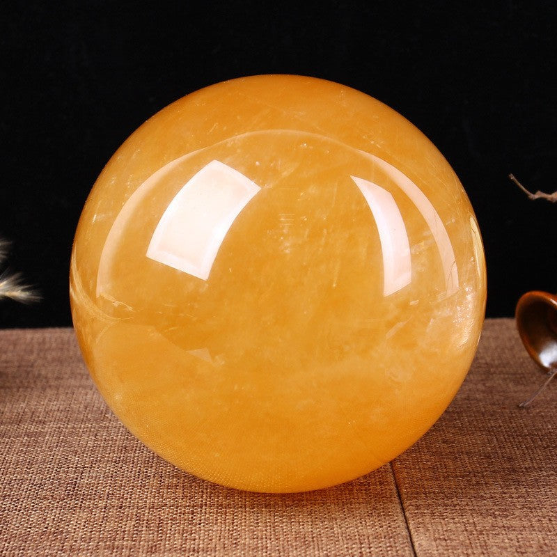 12 CM Yellow Quartz Stone Ball Ornament W1702