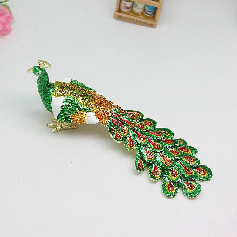 Peacock Alloy Enamel Jewelry Box Ornament W1775 – view 5