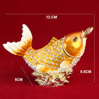 Money Spitting Goldfish Alloy Enamel Jewelry Box W1777