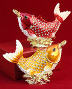 Money Spitting Goldfish Alloy Enamel Jewelry Box W1777