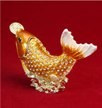 Money Spitting Goldfish Alloy Enamel Jewelry Box W1777