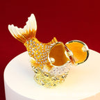 Money Spitting Goldfish Alloy Enamel Jewelry Box W1777