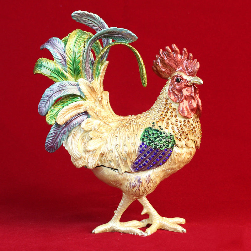Rooster Alloy Enamel Jewelry Box Ornament W1782 – view 2