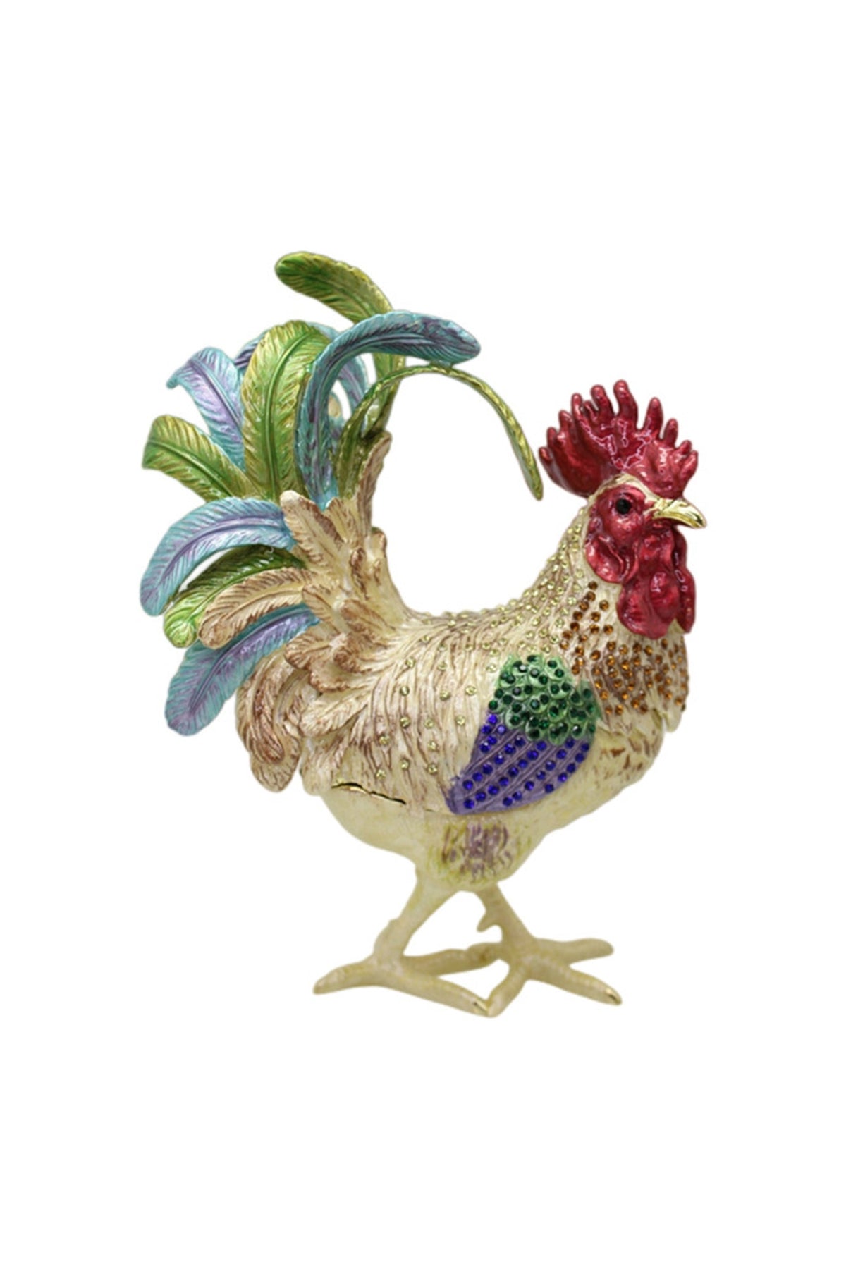 Rooster Alloy Enamel Jewelry Box Ornament W1782