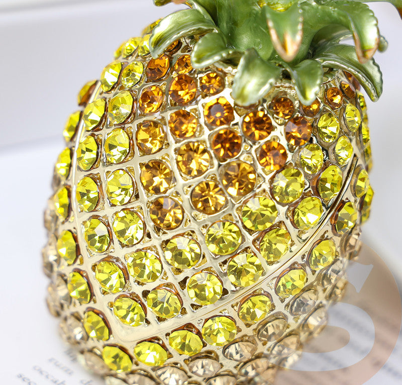 Pineapple Rhinestone Enamel Jewelry Box Ornament W1784 – view 4