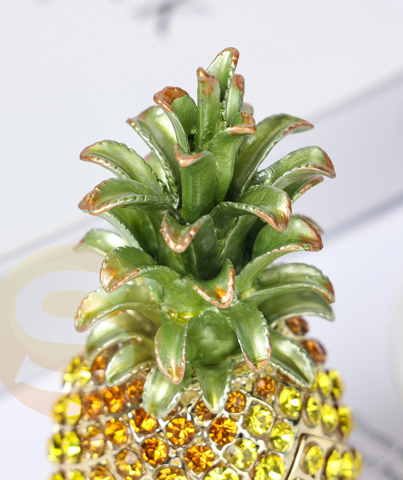 Pineapple Rhinestone Enamel Jewelry Box Ornament W1784 – view 5