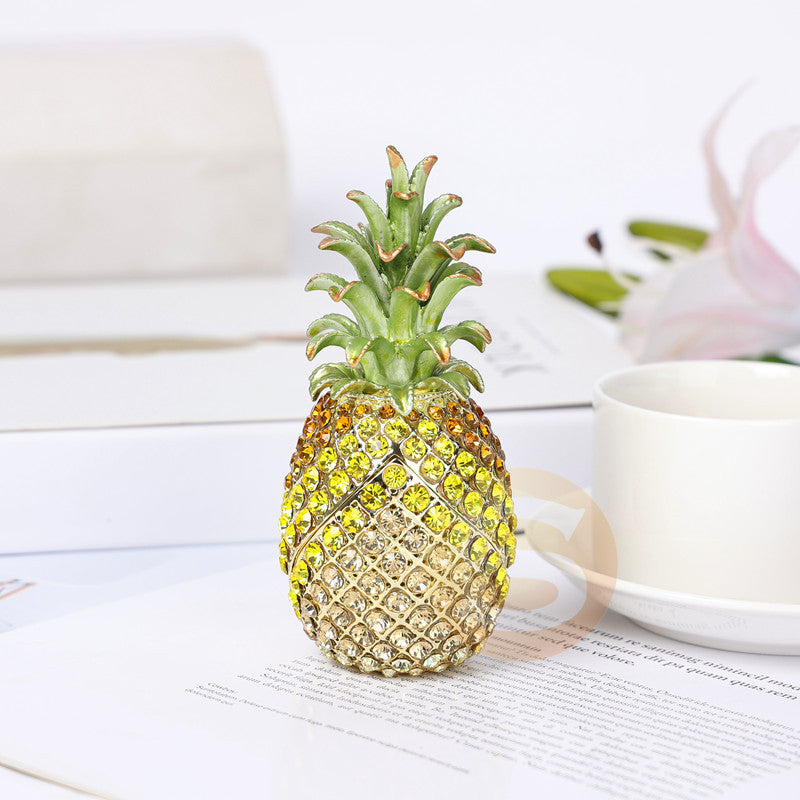 Pineapple Rhinestone Enamel Jewelry Box Ornament W1784 – view 2
