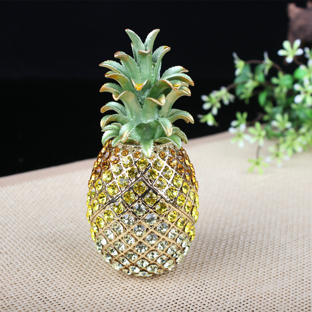 Pineapple Rhinestone Enamel Jewelry Box Ornament W1784 – view 3