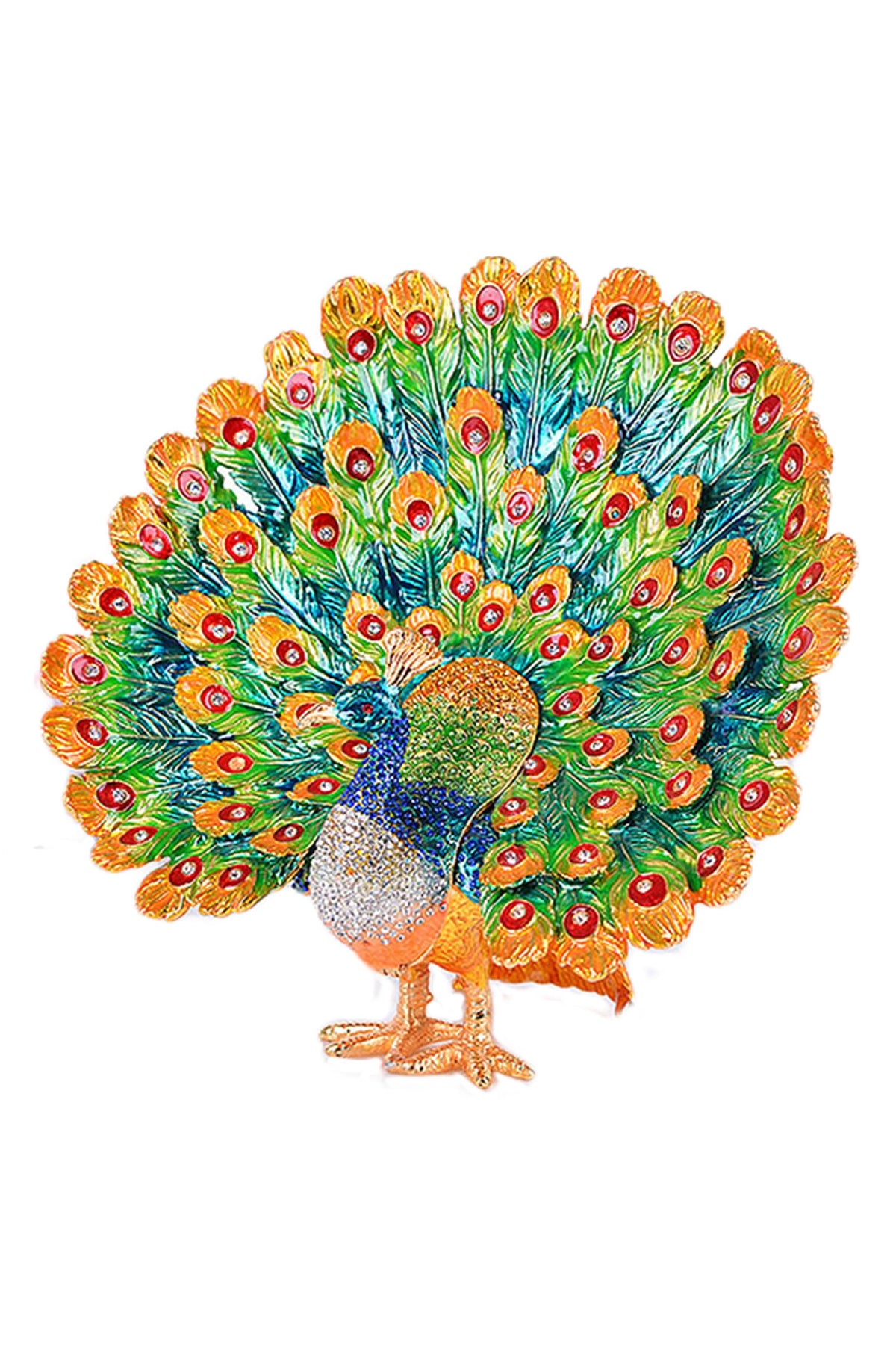 Peacock Rhinestone Jewelry Box Ornaments W1795