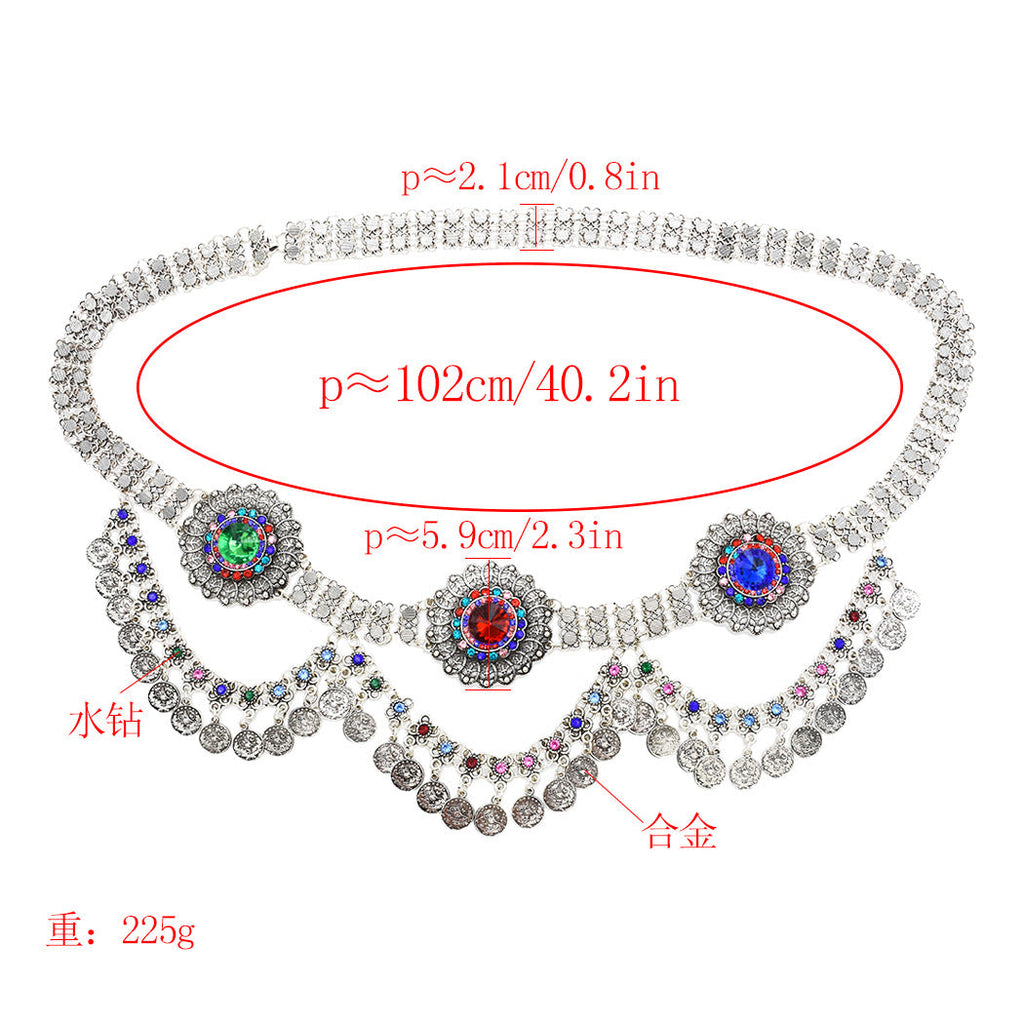Floral Coins Tassel Waist Chains WA0043
