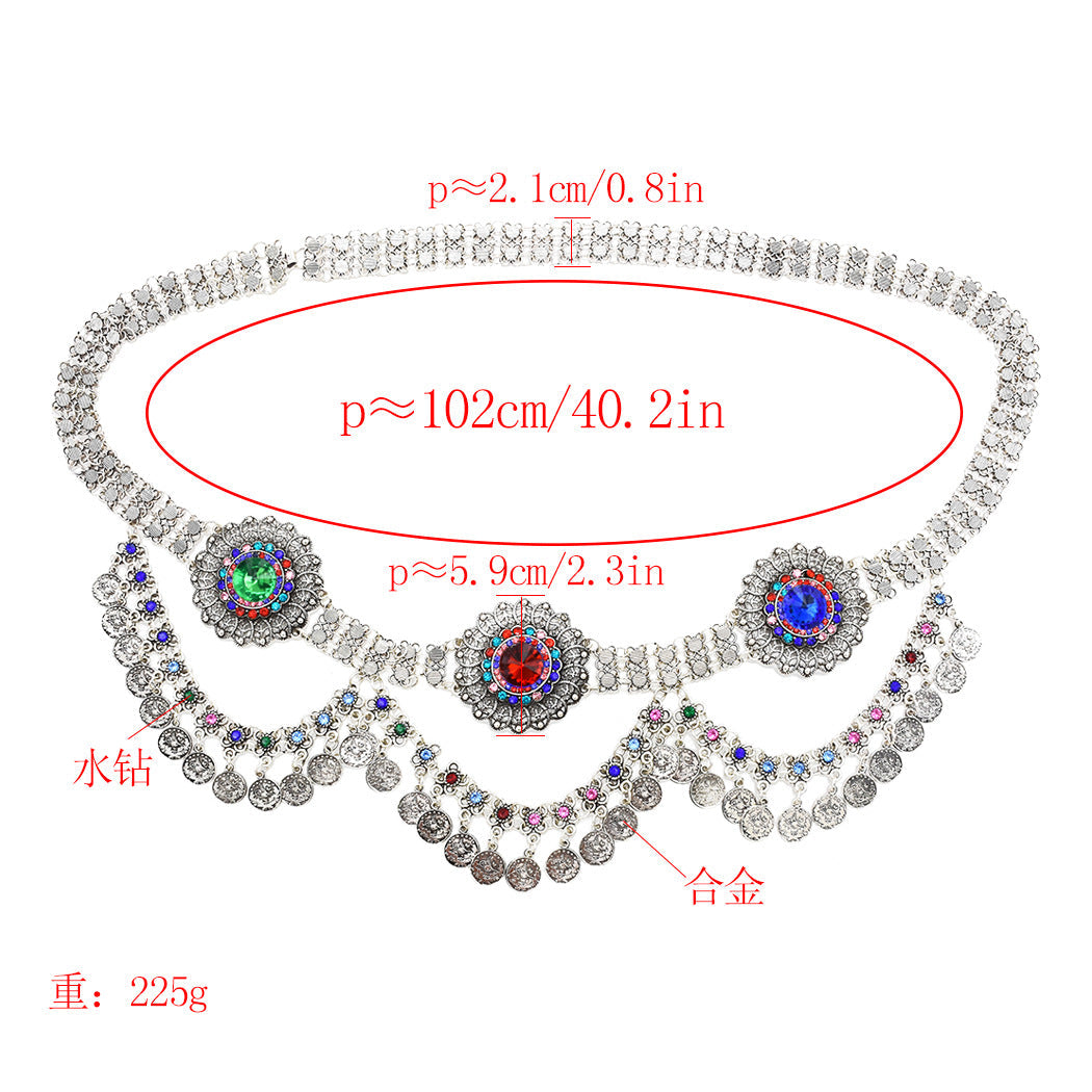 Floral Coins Tassel Waist Chains WA0043