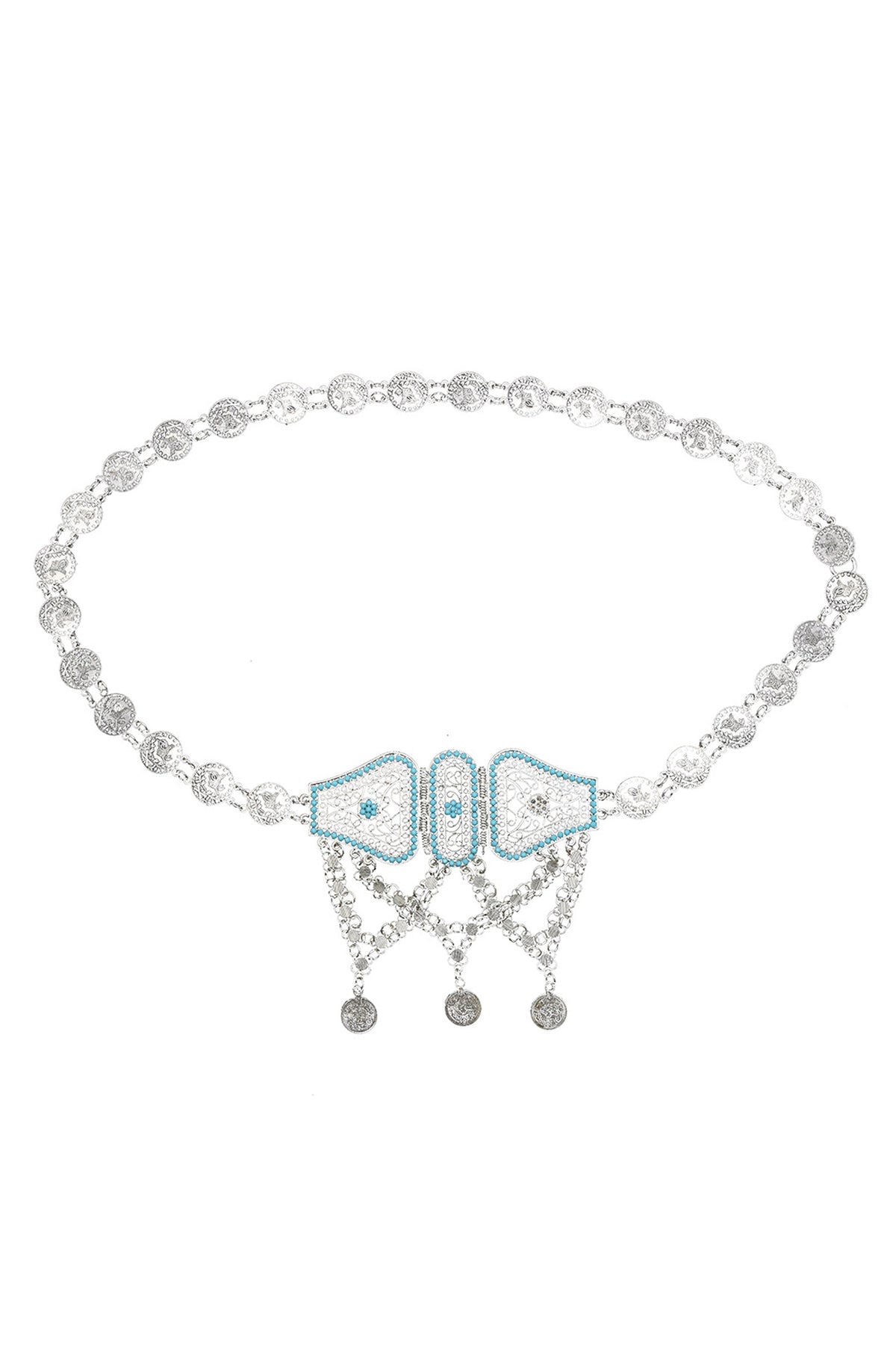 Turquoise Coin Tassel Waist Chain WA0060